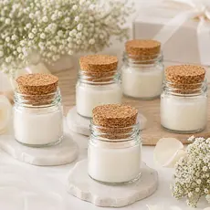 Potes P/ Vela Aromáticas, Mel, Geleias com Tampa de Rolha | Pote de Vidro 40 ml | Lembrancinha casamento