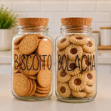 Potes de Vidro Biscoito + Bolacha 810 ml Com Tampa Rolha Cortiça| Mantimento | Cantinho do Café