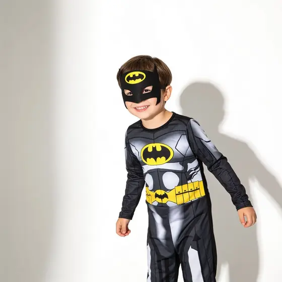Fantasia Infantil Batman Macacão Longo com Máscara EVA 2 a 10 Anos - Pronta Entrega