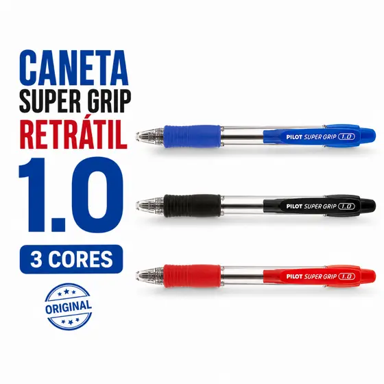 Caneta Esferográfica Super Grip Retrátil 1.0 Média Pilot