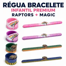Régua Bracelete Infantil 30cm em Silicone Dinossauro Unicórnio Divertido Brinquedo Escolar Varias Estampas Magic Raptors