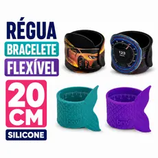 Régua Bracelete Flexível 20cm Silicone BRW Xtreme + Sea Escolar, Desenho e Medição Infantil