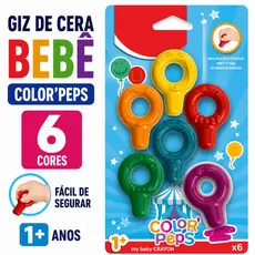 Giz de Cera Bebê Color’Peps 6 Cores Maped Fácil de Segurar Primeiros Rabiscos Anatômico Mãos Pequenas