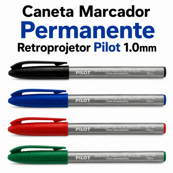 Marcador Retroprojetor Pilot 1.0mm Ponta Fina Permanente Transparência