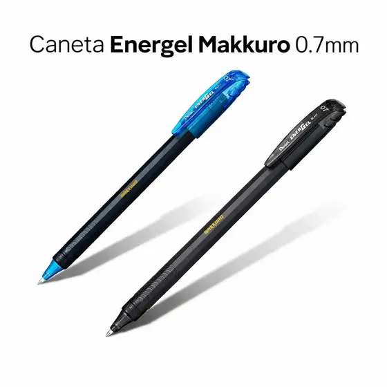 Caneta Pentel Energel Makkuro 0.7mm Preta Escrita Ultra Macia Secagem Rápida Profissional Escolar