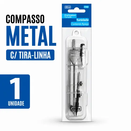 Compasso de Metal com Tira-Linha C502 com Estojo TILIBRA