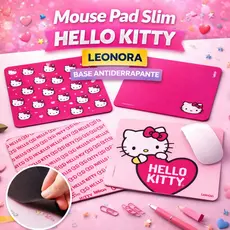 Mouse Pad Slim Hello Kitty Leonora Base Antiderrapante Superfície Lisa Escritório Gamer Escolar Original