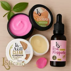 Kit Combo Clareador De Axilas + Creme Reduz Estrias + Óleo Rosa Mosqueta 30ML -  L&Beauty