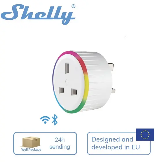 Shelly Plus Plug S Reino Unido Gerenciar Fontes De Alimentação 12A Indicaçãos LED Manter Consciente Consumo De Energia E