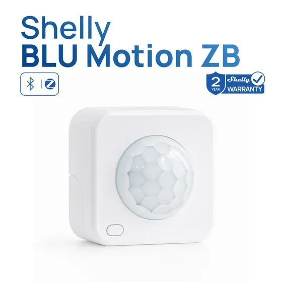 Shelly BLU Motion ZB Zigbee 3.0 Sensor De Movimento Detector PIR Com Lux Bluetooth 5.0 Alimentado Por Bateria Automação
