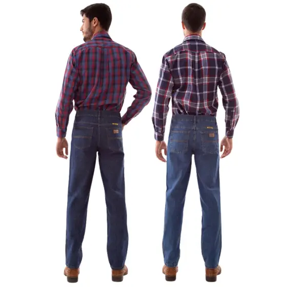 Kit com 2 Calças Jeans Masculina Lycra Básica Trabalho Serviço Ref: 916