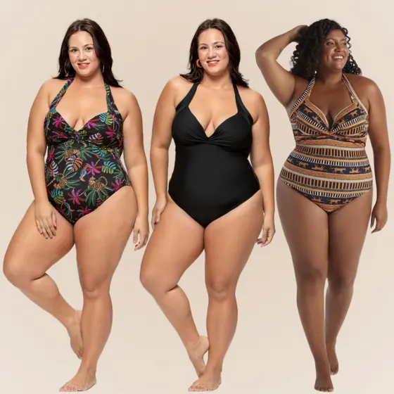 Maiô Arsiè Plus Size Estampado com Bojo Drapeado Alça Reforçada e Ajustável Moda Praia Confortável