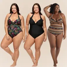 Maiô Arsiè Plus Size Estampado com Bojo Drapeado Alça Reforçada e Ajustável Moda Praia Confortável