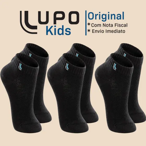Kit De 3 Pares Meias Lupo Kids Infantil Cano Curto Algodão Tamanho 24 ao 35