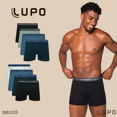 Kit De 10 Cuecas Originais Lupo Boxer Box Básica Em Algodão Cotton Com Elastano