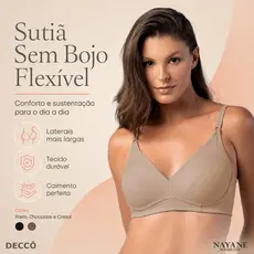 Sutiã Top Nayane Rodrigues Reforçado Sem Bojo Sem Aro, Alta Sustentação Modelador Compressão P ao GG