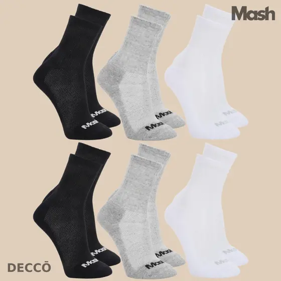 Kit Com 6 Pares de Meias Sport Mash Cano Medio em Algodao Unissex Para Corrida Caminhada