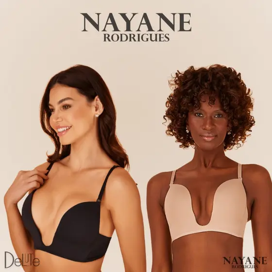 Sutia Magico Com Bojo Decote em U Profundo Push Up Sutien Com Efeito Silicone Da Nayane Rodrigues