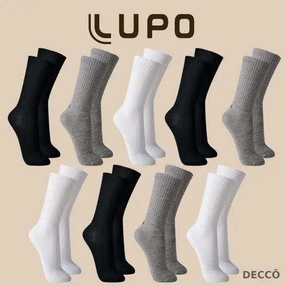 Pacote Com 9 Pares De Meia em Algodão Cotton Confortável Lupo Sport Cano Longo Masculina