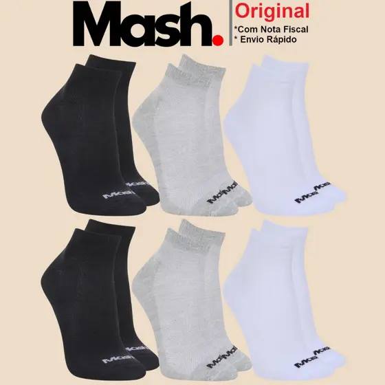 Kit com 6 Pares de Meias Mash Sport Cano Curto Unissex Original