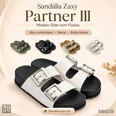 Sandália Zaxy Partner III com Fivelas Birken Modelo Slide Ultra Confortável Moda Feminina Macia