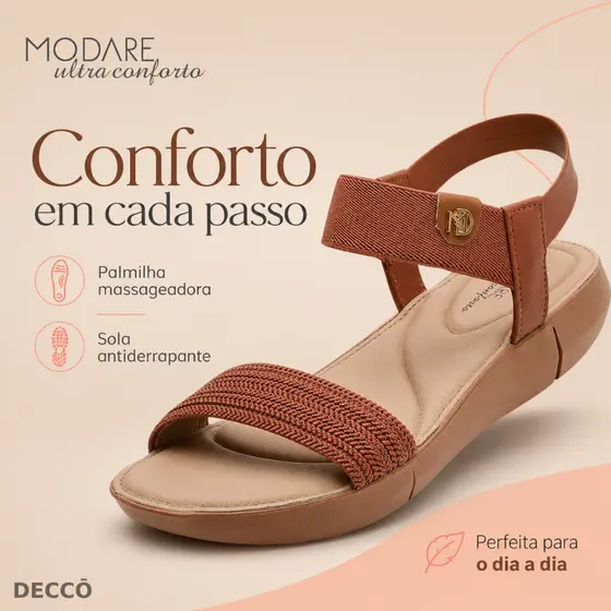 Sandalia Feminina Modare Conforto Palmilha Massageadora Salto Medio Solado Antiderrapante Ultramacia