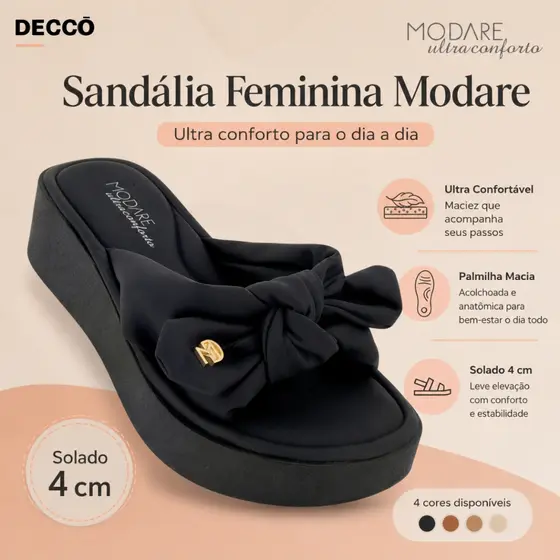 Tamanco Feminino Modare Plataforma Com Laço Antiderrapante Macio Confortável Original