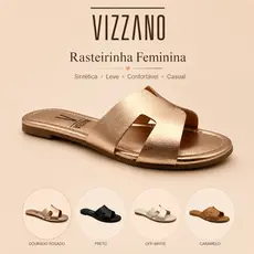 Sand谩lia Rasteirinha Vizzano Feminina Sint茅tica Leve Confort谩vel Casual