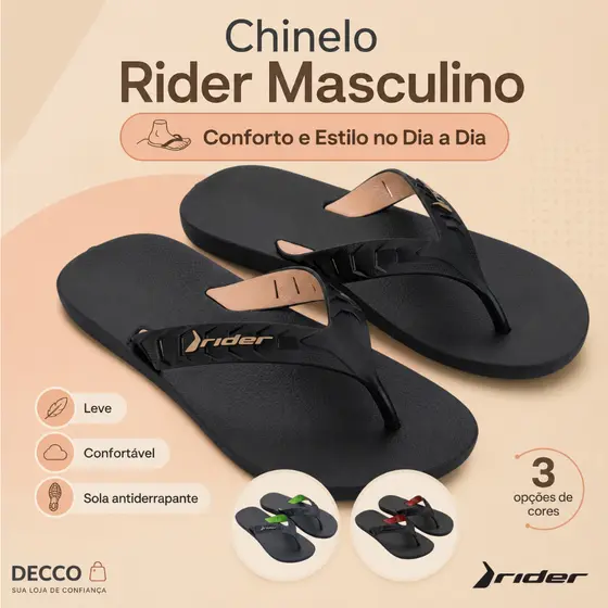 Chinelo Casual Rider Masculino Macio Antiderrapante Com Correia Street Duo