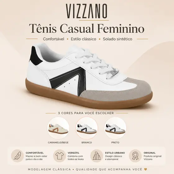 Sapato Feminino Vizzano Casual Modelagem Clássica Solado Sintético Original