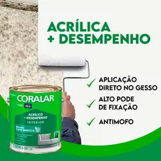 Tinta Acrílica de Acabamento Fosco 3,6 litros Parede Interior Anti Mofo Coralar Coral Cores
