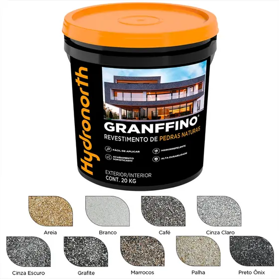 Revestimento Textura Granffino Pedras Naturais Revestimento Impermeável Paredes 20Kg - Hydronorth