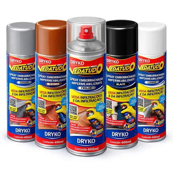 Borracha Liquida Impermeabilizante Spray Vedatudo Impermeável 400 ml Dryko