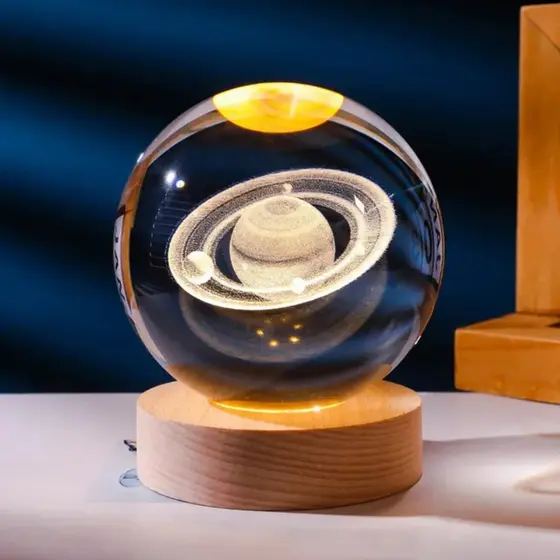 Luminária de Mesa Bola de Cristal Decorativa - Saturno