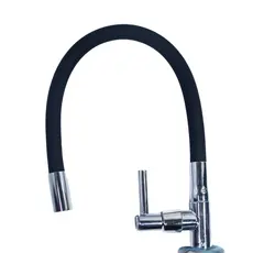 Torneira KLA - Metal Emborrachada Preto Fosco com Bica Móvel para Bancada e 1/4 de volta