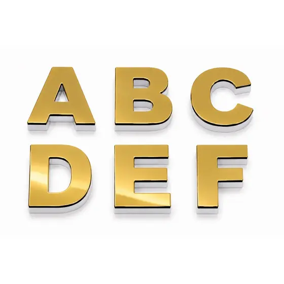 Letras e Numeros Fachada  14cm Prata  e dourado espelhado ACM + PVC Expandido – Alto Relevo Premium