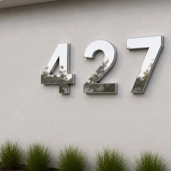 Número Residencial Grandes Fachadas 30cm Prata espelhado ACM + PVC Expandido – Alto Relevo Premium
