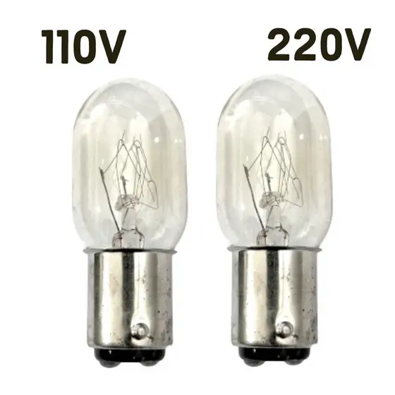Kit 01/02/03 Lâmpada Encaixe 2 Polos 110V Ou 220V 15W Para Máquina Costura Doméstica Singer