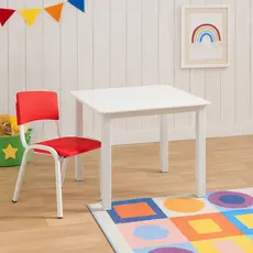 Conjunto Mesa Infantil Quadrada com 1 Cadeirinha Vermelha Estudo Educativa Atividades Clinica Igreja