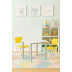 Kit Conjunto Mesa Infantil com 2 Cadeiras Amarelas Estudo Didática Educativa