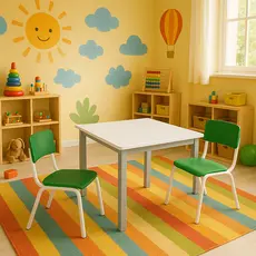 Kit Conjunto Mesa Infantil com 2 Cadeiras Verde Estudo Didática Educativa