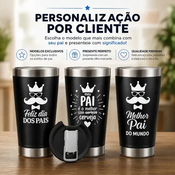 Copo Térmico Personalizado Dias Dos Pais Gravação a laser