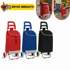 Carrinho De Compra Feira Supermercado Compras Dobrável Com 2 Rodas Reforçado Até 30 Kg Com Bolsa E Rodas Grandes