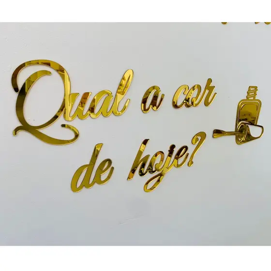 Frase Qual A Cor De Hoje? em Acrílico Salão Esmalte Manicure Decoração