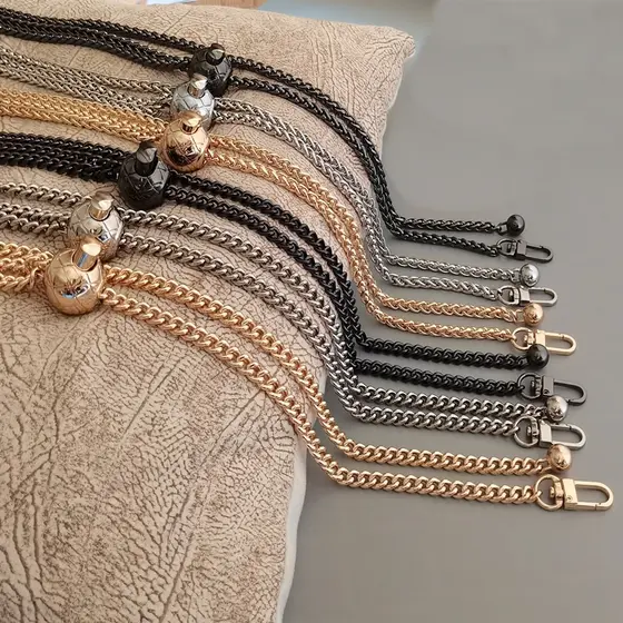 alça alça para bolsa alça para bolsa transversal  alça corrente para bolsa alça de bolsa couro alça de bolsas Saco Cadeia Alça De Ombro Bolsa De Substituição Diagonal Metal Fino Comprimento Ajustável Cinta Bola De Ferro Pequeno Ouro Acessórios