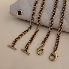 Bolsa Corrente Alça De Ombro Diagonal Couro Acessórios Antigo De Ouro Fivela De Metal