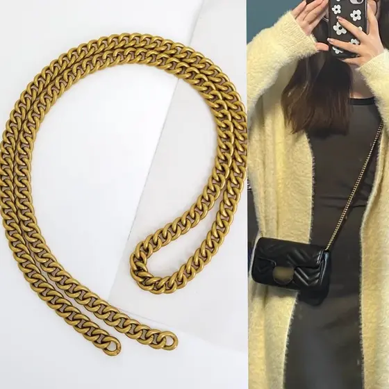 Corrente De Bolsa Retro Gold De Menina Alça De Ombro Crossbody Correia De Substituição Acessórios Mão Metal