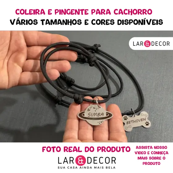 Coleira para Cachorro Pet Colar para Cachorro fêmea Macho Shitzu Pug
