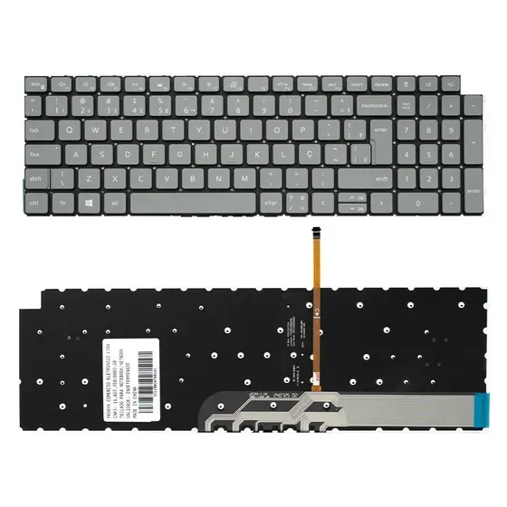 Teclado para Notebook Dell Inspiron 5518 ABNT2 Cinza Claro