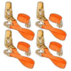 Kit 4 Cintas Catraca Reforçada 800kg 4,6m Amarração Carga Moto Caminhonete Mudança Gancho Laranja
